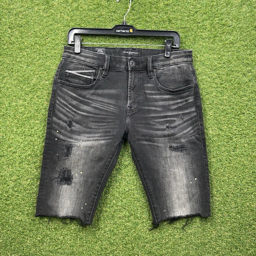 Cult of Individuality Shorts Mens 30 Rocker Slim Fit Denim Stretch Designer Y2K